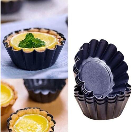 10pcs Nonstick Ripple Aluminum Alloy Egg Tart Mold Flower Shape Reusable Cupcake And Muffin Baking Cup Tartlets Pans