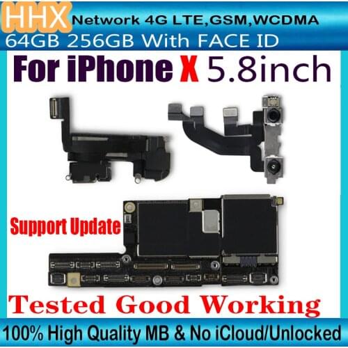 Original Motherboard For IPhone X 64GB with Face ID Unlocked Mainboard Free iCloud Logic Board Good Plate Working Face Function