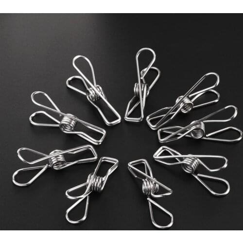 100pcs Multipurpose Stainless Steel Clips Clothes Pins Pegs Holders Clothing Clamps Sealing Clip Household Clothespin