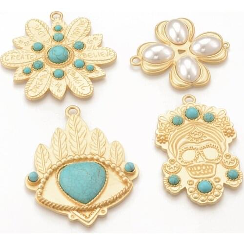 2 PCS Jewelry Making Fashion Zinc Alloy Color Retention Earrings Gold Based Pendant Dangle For Women Bohemian Beach Summer