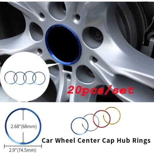 20pcs Aluminum alloy Wheel Hub Decorative Ring Center Hub Caps Decoration Car Wheel Tire for E60 E90 F10 F30 F15 E91 E92 E93