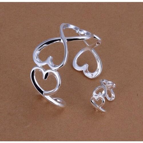 2018 Sales hot spots! fashionable jewelry in SS925 sterling Silver color, bracelet simple heart-shaped Silver color suit S238