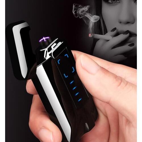 2021 New Electric Plasma Dual Arc Lighter USB Charge Metal Windproof Candle Cigar Pipe Lighters Creative Gadgets For Men Gift