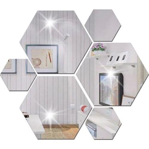 ​24pcs Wall Stickers 3D Hexagon Mirror Wall Sticker Home Living Room Wall