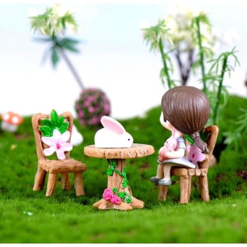 3Pcs/Lot Mini Chair Desk Miniatures Fairy Garden Ornaments Figurines Toys Cute DIY Home Decoration Accessories Gifts