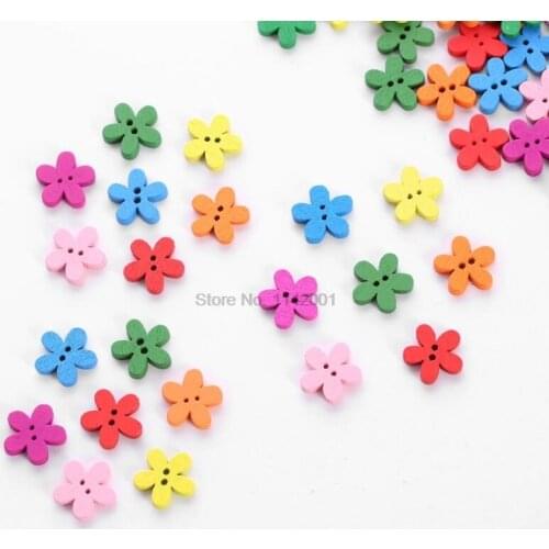 500bags 100pcs Colorful Flower Wooden Buttons (2 holes button) Sewing Buttons DIY Craft