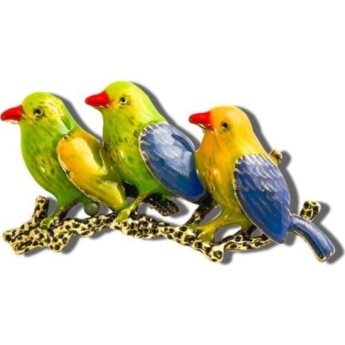 6Pcs Fashion Broach pin Drop animal brooches muslim hijab pins for women three Hummingbird colorful Brooch for Girls dress X0810