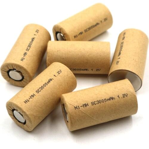 SC3000mAh 1Pcs high power tool battery Ni Mh batteries SC3.0Ah Sub-C Discharge rate 10C 30A rechargeable ni-mh batteries cell