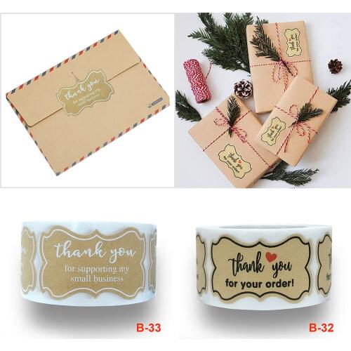250pcs Paper Thank You for Your Order Stickers Seal Labels Thanks for Shopping Supporting My Small Business Shipping Label 3*5cm