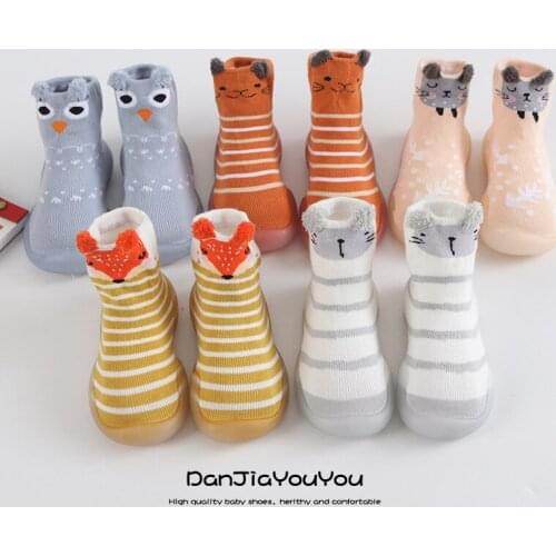 Baby Sock Shoes Spring Autumn Style Baby First Walkers Non-slip Rubber Shoes