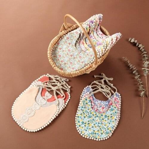 Baby Cotton Linen Printing Bowknot Headband Bibs Set Double Sided Feeding Saliva Towel Bandana Scarf Hair Band