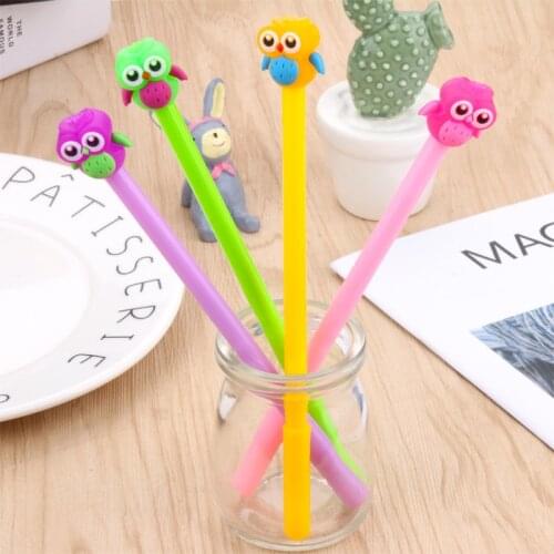 40PCS Creative Cute Color Owl Neutral Pen Black Water Pen Signature Pen Student Writing Pen Cute Stationery Office Accessories