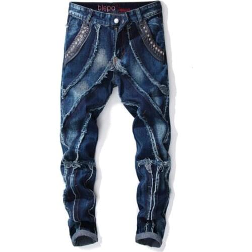 New Fashion Mens Cotton Ripped Patchwork 2022 Jeans Autumn Casual Slim Jean Homme Men Hip hop Denim Pants pantalon homme
