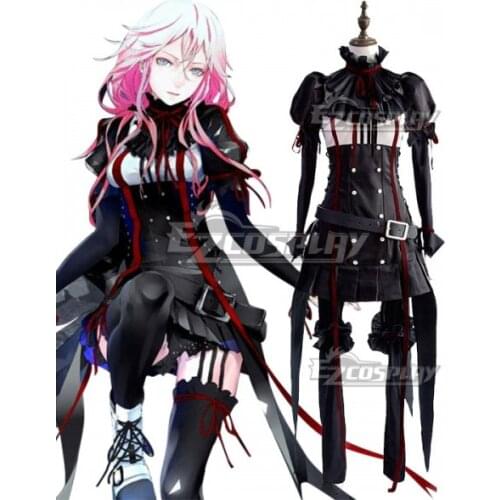 Guilty Crown Inori Yuzuriha EGOIST Reloaded Genocidal Organ Girls Black Dress Halloween Party Adult Set Cosplay Costume E001