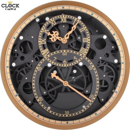 Creative Quartz Wall Clock Perspective Mechanical Gear Watches Large Retro Clock wall clock Modern Design Home Decor