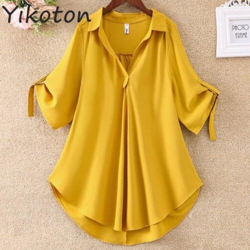 Fashion Long Blouses Women Solid Color Cotton Chiffon Turn Down Collar Loose Shirt Dress Blusas Mujer De Moda 2021 Summer Tops