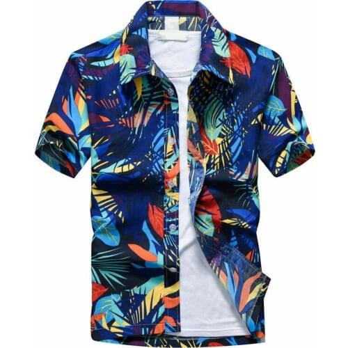 Mens Plus Size Sexy Short Sleeve Shirt Hot Man Summer Beach Fashion Shirt Male Floral Trend Shirt Casual Flower Shirts 2019