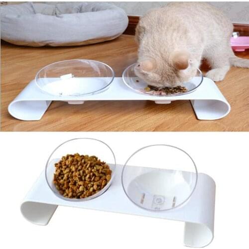 Non-slip Cat Bowl Double Bowls With Raised Stand Pets Drinking Dish Feeder Pets Supplies Feeding Dishes Dogs Bowl Food Container