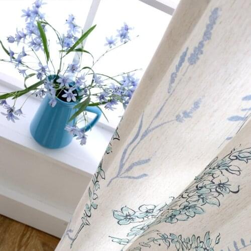 New American Style Simple and Modern Cotton and Linen Printed Curtain Fabric for Living Room and Bedroom