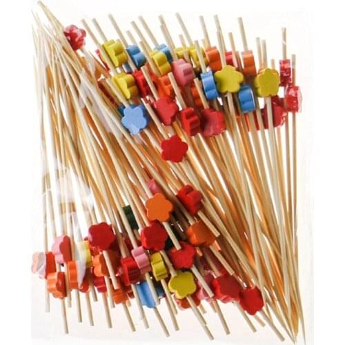 100pcs 12cm Disposable Bamboo Fork Buffet Fruit Desserts Pick Skewer Food Cocktail Sandwich Stick H55A