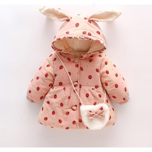 2021 Autumn Winter Baby Coats Jackets for Girls Clothing Print Hooded Thick Warm Children Outwears Infant Overcoats Kids Clothes