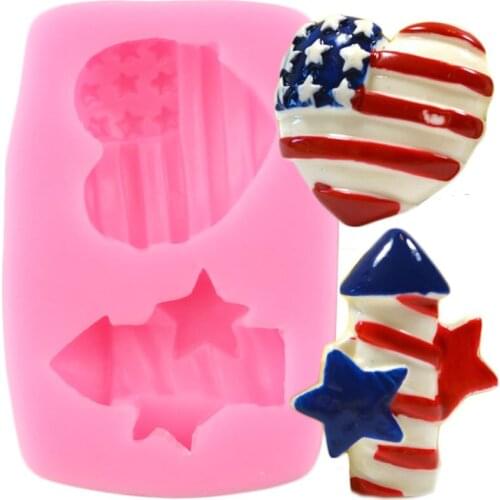 Firecracker Heart Shape Silicone Mold Chocolate Candy Clay Soap Resin Mold DIY Cupcake Topper Fondant Cake Decorating Tools