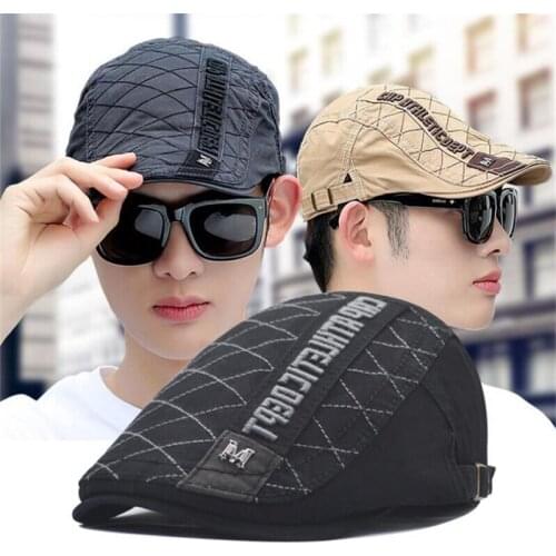 Casual Mens Hats Retro Berets Hat For Women Cotton Visors Embroidery Herringbone Flat Caps Artist Peaked Newsboy Cap