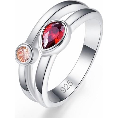 Simple Fashion Rings For Women Luxury Female Red Crystal Ring Jewelry Ladies Water Drop Wedding Jewelry Gift