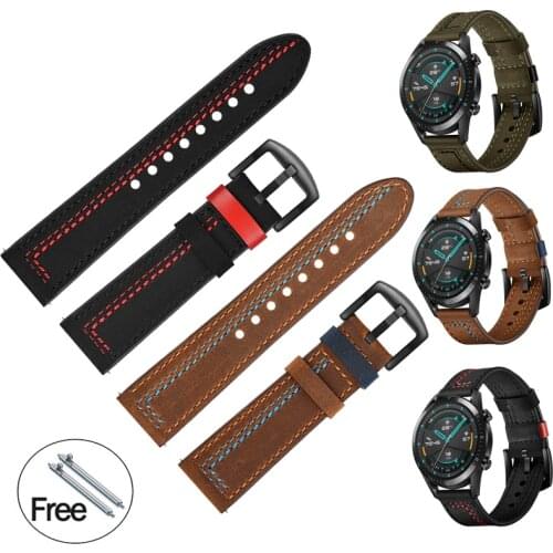 Genuine Leather Watch Strap 20MM 22MM For Samsung Galaxy Watch 42 46mm S3 S2 Sport For Amazfit bip Quick Release WatchBand