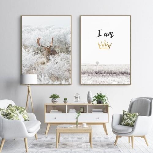 Nordic Deer Wall Art Canvas Poster and Print Canvas Painting landscape Decorative Picture for Living Room Morden Creative Mural