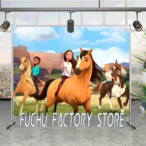 Birthday Photography Backdrop Spirit Horse Ranch Mountain Sky Custom Photo Studio Photo Backdrop Background Vinyl