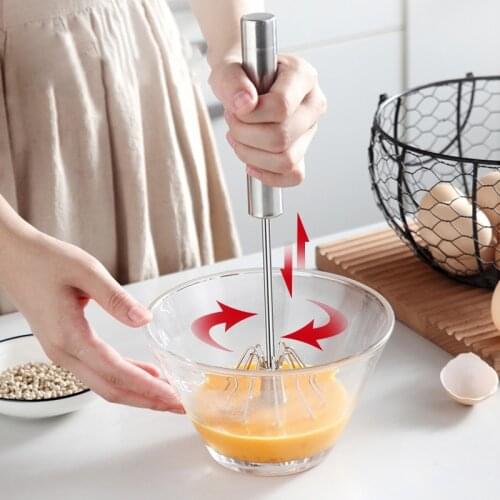 Stainless Steel Hand Pressure Rotating Semi-Automatic Mixer Coffee Milk Mixing Eggbeater Handheld Mixer Kitchen Cooking Tools