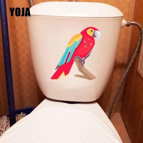 YOJA 16.5X22CM Wall Sticker Red Parrot Cartoon Toilet Decal Living Room Home Decor Art Mural T5-0657