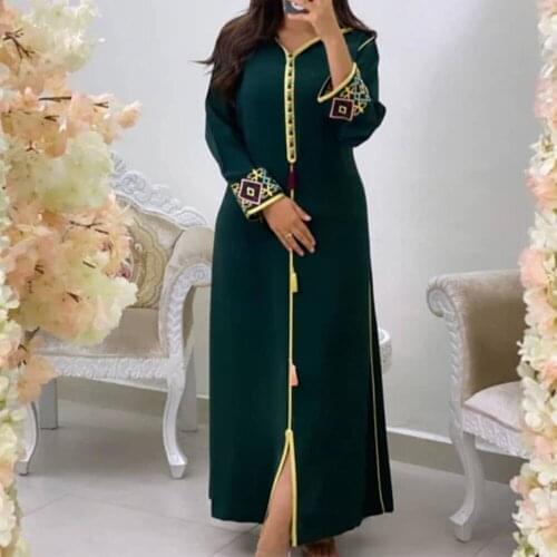 Embroidery Floral Womens Long Dresses 2021 Hooded Summer Maxi Dress Fashion Elegant Robe Dress Jellaba Kaftan Femme Muslim