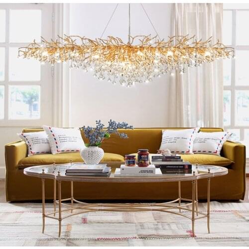 Postmodern Art Gold Crystal Led Chandeliers Luxury Dining Room Lamps Villa Living Room Bedroom Hotel Indoor Lighting Suspension