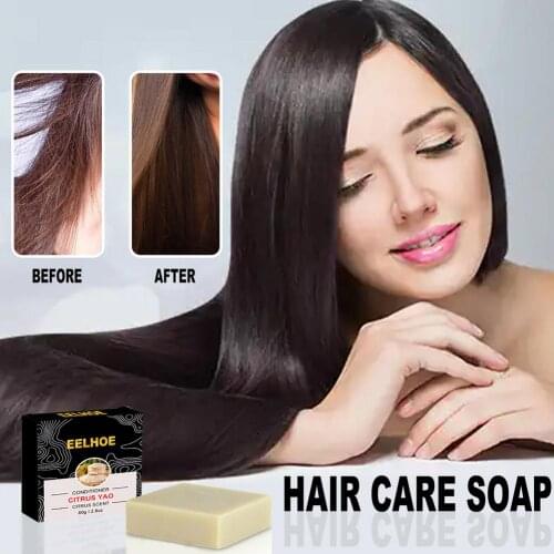 1pcs Hair Conditioner Rice Essence Hair Conditioning Softening Shampoo Soap Repair Splitting Shampoo Nourishing Hair Soap