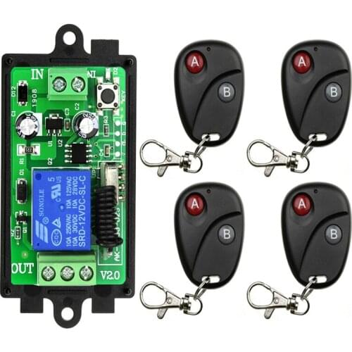 DC 12V 24V 1CH 315/43mhz rf Remote Control Switch Wireless Relay Receiver Controller for Garage\ Door\ LED\ Bulb