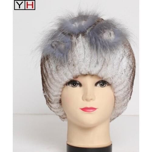 2020 Russia Women Winter Real Fur Hats Lady Genuine Real Rex Rabbit Fur Hat Good Stretch Fabric Rex Rabbit Fur Beanies Caps