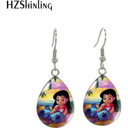 2021 New Arrival Kawaii Lilo and Stitch Lovely Stitch Angel Characters Handcraft Jewelry Tear Drop Dangle Earrings