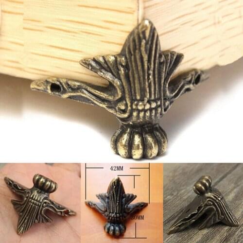 High Quality 4 Pcs/lot Antique Brass Jewelry Gift Box Wood Case Decorative Feet Leg Corner Protector DIY Craft Wholesale
