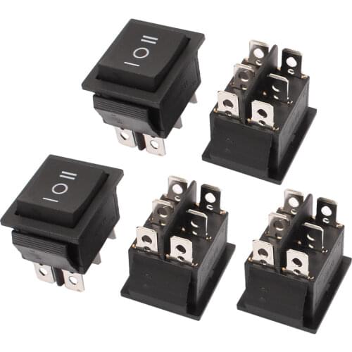 5 Pcs AC 250V/16A 125V/20A ON/OFF/ON DPDT 6 Pin Latching Rocker Switch