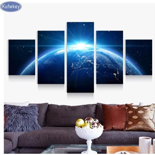 5d diy diamond painting cross stitch"Universe Planet Space Landscape"diamond embroidery Diamond mosaic Home Decoration 5 pcs set