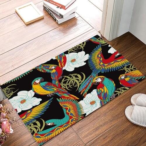 Bird Flower Colorful Illustration Doormat Kitchen Living Room Floor Rug Bathroom Non-slip Foot Mat Entrance Hall Welcome Carpet