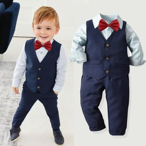 2021 new arrival Boys Clothes Childrens Sets Formal Outfit Set Boutique Kids Clothing Vests Shirts 4 Pieces Suit Conjunto Niño