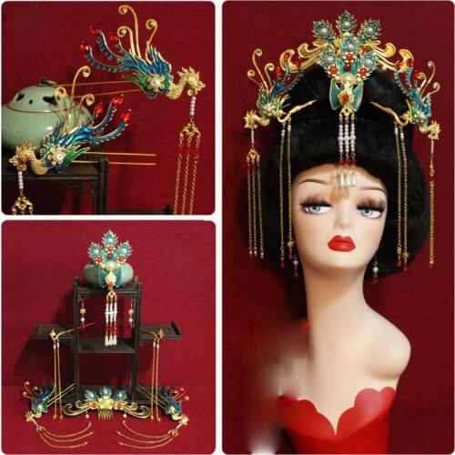 Ancient Chinese Traditional Wedding Hanfu Hair Tiara Xiuhefu Hair Jewelry Handmade Vintage Original Hair Accessory for TV Play