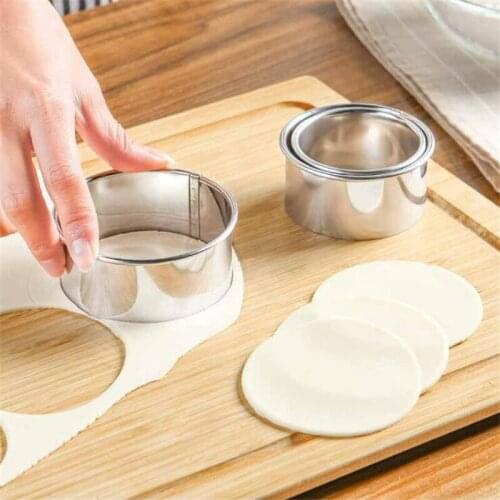 3Pcs Round/Flower Shaped Dough Cutting Tool Kitchen Gadgets Stainless Steel Dumplings Cutter Portable Dumplings Wrappers Molds