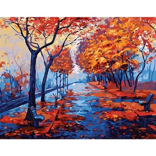 Painting By Numbers DIY Dropshipping40x50 60x75CM Maple Leaves After Rain Scenery Handmade Gift For Adult Unique Gift Home Decor