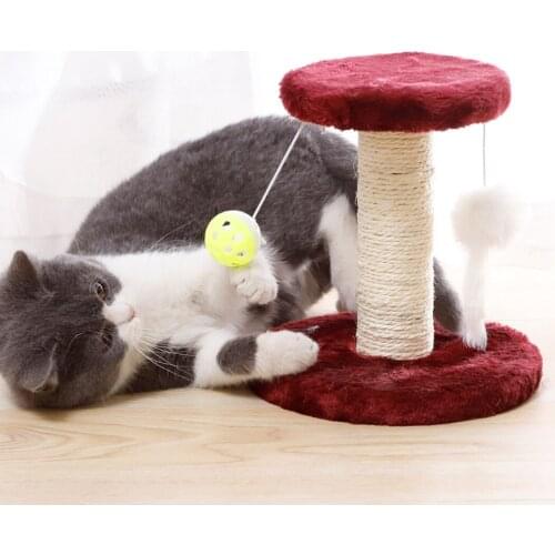 Cat Scratching Post 2-Tier Cat Activity Tree Cat Scratcher with Ball and Mouse Cat Scratcher Kitten Scratching Toy