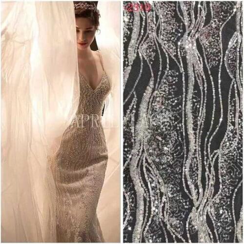 5 yards ASS231# April bridal LACE Collection 2021 French Sequin Good Quality tulle embroidery lace For sewing wedding dress