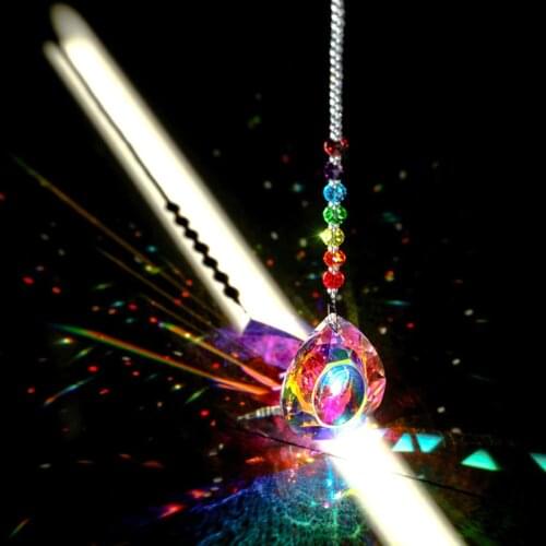 Best Wishes Rainbow Crystal Drops Chandelier Lamp Prisms Chakra Hanging Suncatcher Windows Pendant For Yard Garden Decoration